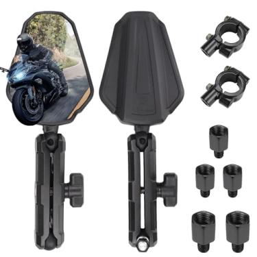 Imagem de Espelhos de motocicleta Adventure dobráveis 360 graus para motocicleta retrovisor com cabeça esférica universal 10 mm parafuso de 8 mm e guidão de 7/20.3 cm para ATV ADV Dirt Street Bike Ebike Scooter