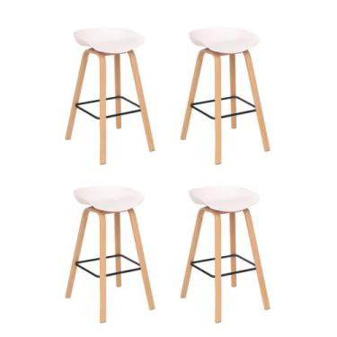 Imagem de Kit 4 Banquetas Alta Polipropileno Toledo Fratini Branco - Fratini Móv