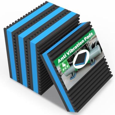 Imagem de Almofadas antivibração Forestchill resistentes de borracha canelada com almofada de isolamento central de espuma azul para HVAC, compressor de ar, lavadora e secadora, unidades de ar condicionado (pacote com 4), 4inch x 4inch x7/8 inch