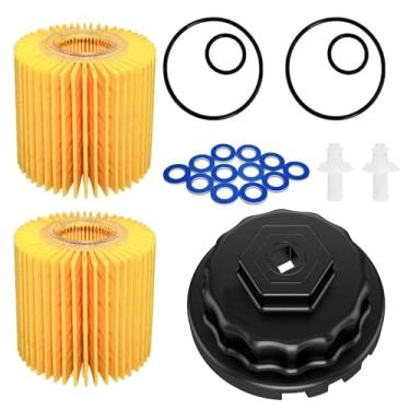 Imagem de Chave de filtro de óleo de 64 mm com kit de troca de filtro de óleo 04152-yzza1 para Toyota Tacoma, Camry, RAV4, Highlander, Sienna, Tundra. Serve para motores 2,5-5,7L, conjunto de ferramentas de