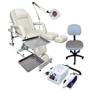 Imagem de Kit Poltrona Para Podologia Com Bandejas Exaustor Acoplada Na Cadeira 
