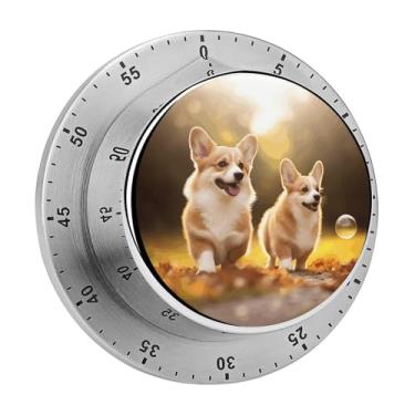 Imagem de Cronômetro de contagem regressiva de cozinha magnético de aço inoxidável fofo Corgi com estampa de cachorro, ferramenta de gerenciamento de tempo para assar em casa, forno de cozinha