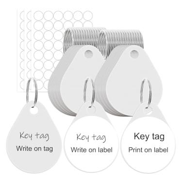 Imagem de Mr-Label Etiqueta de chave de plástico grosso branco com etiqueta e chaveiro imprimíveis - Dois lados gravável, impermeável, resistente a rasgos, durável - Ótimo para concessionárias de carros