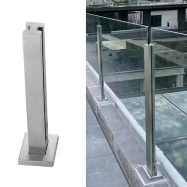 Imagem de Zaqy Silver Deck Railing Post Para Painel De Vidro/Plástico/Madeira 10 / 12mm, Aço Inoxidável Vidro Balaustrada Post Para Varanda/Corredor Escadas/Plataforma Interna Externa Loft