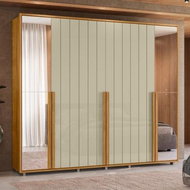 Imagem de Guarda-roupa Casal 6 Portas 100% Mdf Com Espelhos E Pés Volpi Cumaru/opala