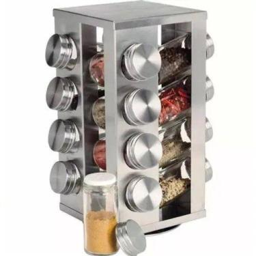 Imagem de Porta Condimentos Giratório Inox 16 Potes de Vidro - SPICE CAROUSEL