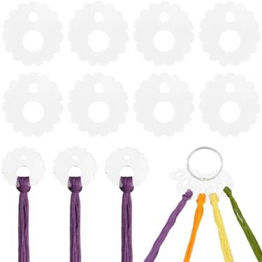 Imagem de GORGECRAFT Organizador de fio dental com 30 peças de flores bordado redondo em forma de acrílico ponto cruz bobinas organização de cartões com anel de fio dental para artesanato DIY suprimentos de