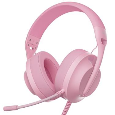Imagem de WIRWTRU S30 Gaming Headset with Microphone,198g Lightweight Design, Wired Gaming Headphones for Xbox, Xbox Series X|S, PS5, PS4, Switch, PC, Noise Cancelling Mic, Soft Earmuffs (Pink)