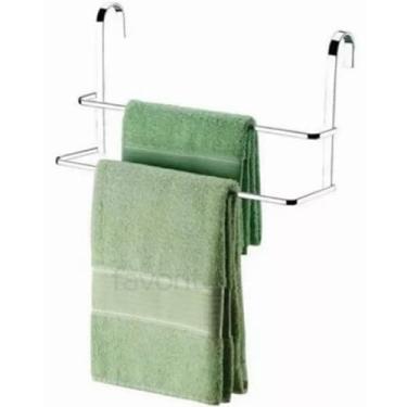 Imagem de Toalheiro Duplo Para Toalheiro Aço Inoxidável Resistente E Durável Ideal Para Banheiro E Cozinha(cromado)