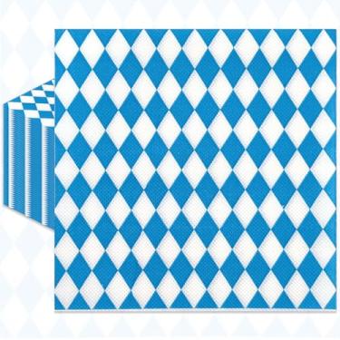 Imagem de Pack of 50, Blue and White Bavarian Napkins, Diamond Pattern Disposable Napkins for Oktoberfest, Beer Festival, Bavarian Party Decorations, German-Themed Events, 13x13 Inches Unfolded