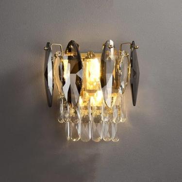 Imagem de Arandela De Parede De Cristal De Latão Decorativo De Estilo Europeu Para Hotel De Cabeceira Restaurante Sala De Estar Banheiro Quarto E Iluminação De Arandela De Parede De Corredor, Type A