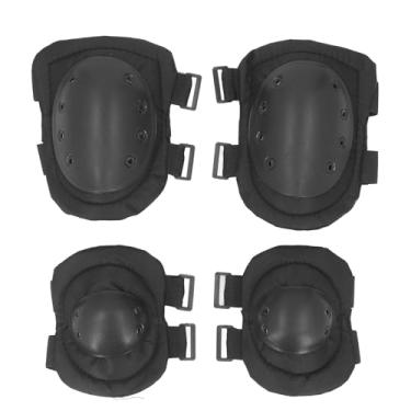 Imagem de QANYEGN Joelho cotovelo almofadas de proteção, joelheiras pretas redondas, joelheiras profissionais para obras de construção de skate esportivas ao ar livre