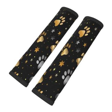Imagem de DXTKWL Capa de cinto de segurança cinza dourado cachorro impressão de pata macia segurança carro automotivo almofadas de cinto de segurança almofada capas de alça de ombro para carros ou bolsas, 2