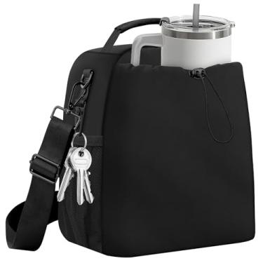 Imagem de Yotako Lancheira isolada para homens e mulheres – Lancheira serve para copos Stanley de 40/850 g, bolsa térmica à prova de vazamento com 2 ganchos de metal, bolsos de malha laterais e internos, alça