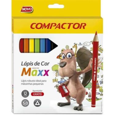 Imagem de Lápis De Cor Triangular Compactor Maxx - 12 Cores + 1 Apontador