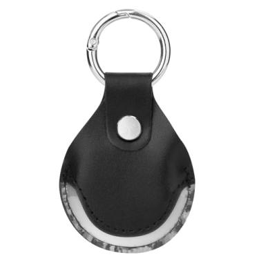 Imagem de CaSZLUTION Capa universal para Pebblebee Clip - Capa protetora de couro PU de microfibra com chaveiro compatível com Pebblebee Android iOS Clip recarregável Mini rastreador de itens (1 pacote, apenas