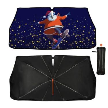 Imagem de Guarda-sol de para-brisa de carro - guarda-sol de surfe de Natal para janela frontal de carro, bloqueiam raios UV guarda-chuva dobrável para viseira de sol mantém o veículo fresco para a maioria dos
