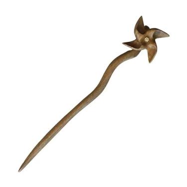 Imagem de FVOSIVII Broche de cabelo chinês tradicional, design de cata-vento floral, bastão de cabelo de metal para mulheres