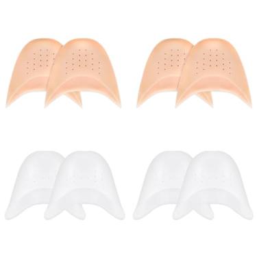 Imagem de JEVRKAPZ Biqueira de gel de silicone macia bola de pé metatarso balé bico fino com proteção de dedo do pé protetor de dedo do pé bolsa protetora bolsa para sapatos de dança de balé (2 pares brancos +