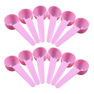 Imagem de Pacote com 12 colheres medidoras de plástico, colher de chá (1 colher de sopa/20 ml) colheres de cabo longo para medir café, chá, leite, especiarias, proteína em pó, cozinhar alimentos para animais de