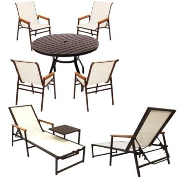 Imagem de Kit Moveis Piscina Cadeiras Espreguiçadeiras Aluminio Área Externa (Bege Claro)