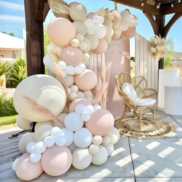 Imagem de Kit de arco de guirlanda de balão branco areia balões brancos balões de blush de pelúcia dupla, balões de pêssego para boho, casamento, chá de bebê, noivado, aniversário, formatura, aniversário, decoração (areia branca)