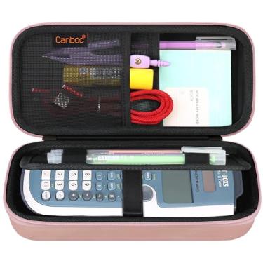 Imagem de Canboc Estojo para calculadora gráfica Texas Instruments TI-Nspire CX II CAS/TI-Nspire CX II/TI-Nspire CX CAS Calculadora gráfica colorida, cabos de malha, manual, outros acessórios, ouro rosa + preto
