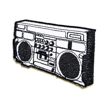 Imagem de Fita cassete remendo desenho animado logotipo infantil jaqueta polo camiseta chapéu mochilas patch fita cassete música boombox retrô anos 80 90 rádio costurado em aplique bordado patch (14)