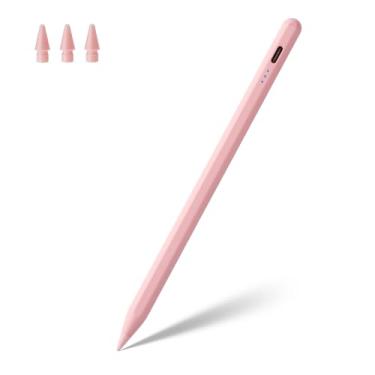 Imagem de Caneta Stylus para Apple Pencil com sensibilidade de inclinação para iPad A16 11ª 10ª 9ª 8ª 7ª 6ª geração, iPad Air M3 M2 3ª 4ª 5ª geração, iPad Pro 11 12.9 33.0 cm M4, iPad mini A17 7 6 5 (rosa)
