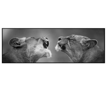 Imagem de Quadro Decorativo Barcelona Leoa Preto E Branco 30X90Cm - E2G Design