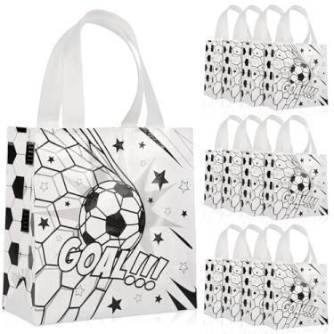 Imagem de CELSOL Pacote com 12 sacos de brindes de futebol – lembrancinhas de festa reutilizáveis para crianças, sacolas de presente de futebol para aniversário, eventos esportivos, decorações de festa com tema