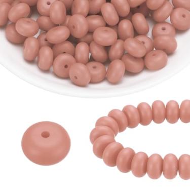 Imagem de HARFINGTON 110 contas de silicone 14 mm contas focais de borracha de lentilha a granel para canetas, chaveiro, pulseira, colar, faça você mesmo, rosa macio