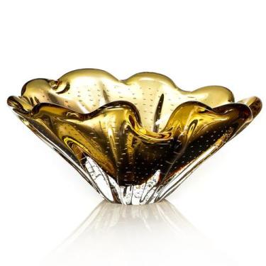 Imagem de Cinzeiro Em Cristal Murano Ambar Com Lilás 12x16x30cm - São marcos