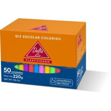 Imagem de Giz Escolar Colorido Plastificado - Caixa com 50 Unidades - Delta