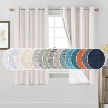 Imagem de Cortinas Blackout PrinceDeco 160 cm de comprimento, linho sintético, m