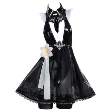 Imagem de Cosplay.fm Fantasia feminina de cosplay de jogo nº 2 vestido preto com luvas de tapa-olho, Preto, GG