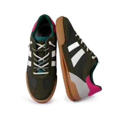 Imagem de Tigeridea Tênis feminino moderno, respirável, bico fechado, cadarço, Verde A, 37