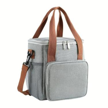 Imagem de Lancheira Portátil Saco Resfriador De Almoço Térmico Para Piquenique Exterior Isolado À Prova D'água (Cinza)