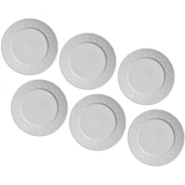 Imagem de Conjunto De Prato Raso Porto Brasil Madeleine Em Faiança Feldspático - 6 Peças Branco