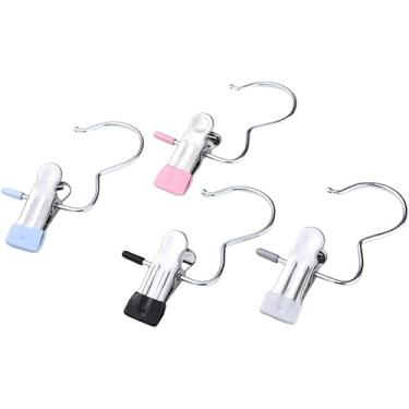 Imagem de Kit com 10 Cabides para Calça em Aço Inox, Gancho Fino, Presilha Antiderrapante, cor aleatoria