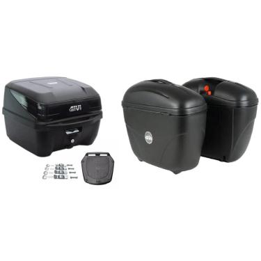 Imagem de BAU MOTO 33L MONOLOCK TRAFFIC 3 PRETO + BAU 21L LATERAL CRUISER E21N GIVI XRE lander bros fazer dominar400 twister 300