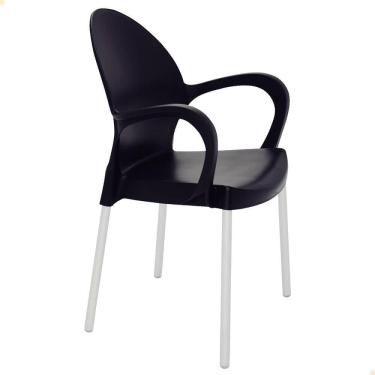 Imagem de Cadeira Tramontina Grace Empilhável Preto em Polipropileno Pés Alumínio 92068/909