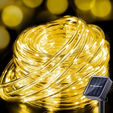 Imagem de Jedavai Luzes de corda solar de 200 LEDs, temporizador e 8 modos, acessórios de trampolim, luzes de corda solar, IP65 à prova d'água, movidas a energia solar, para festa, jardim, quintal, acampamento