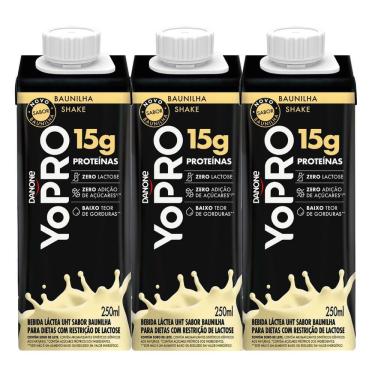 Imagem de Kit 3 YoPRO Bebida Láctea UHT Milkshake de Baunilha 15g de proteínas 250ml