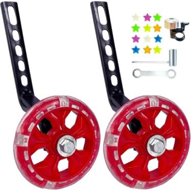 Imagem de DDJKCZ Rodas de treinamento flash mute grande compatível com bicicleta de velocidade única de 12 14 16 18 50,8 cm (vermelho escuro)