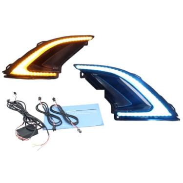 Imagem de KACEPAR Lâmpada de luz de circulação diurna com seta sequencial dinâmica, 3 cores LED DRL luz de neblina para direção do para-choque dianteiro, 2023 compatível com Honda Accord - branco âmbar azul