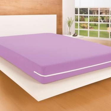 Imagem de Protetor de Colchão Queen, Malha Gel, Impermeável com Zíper, 140x190 cm (LILAS)