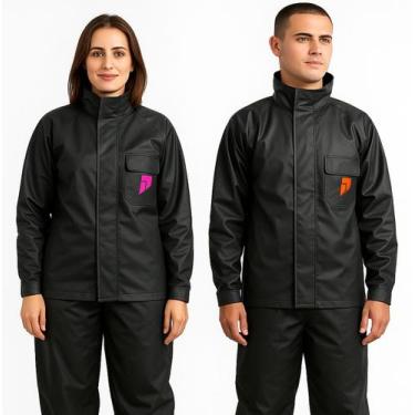 Imagem de Conjunto Capa De Chuva Motoqueiros Pop Gola Preto Masculino e Feminino