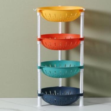 Imagem de Estante Colorida Organizador Infantil Chao Fruteira 4 Prateleiras Porta Brinquedos Cesto Roupas Cozinha Banheiro Multius