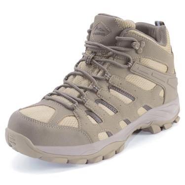 Imagem de TREKKIN PLUS Botas masculinas à prova d'água e antiderrapantes para caminhada ao ar livre, trilha, acampamento, casual, caminhada, caça, montanhismo, mochilão, viagem, cano médio, cadarço, cadarço